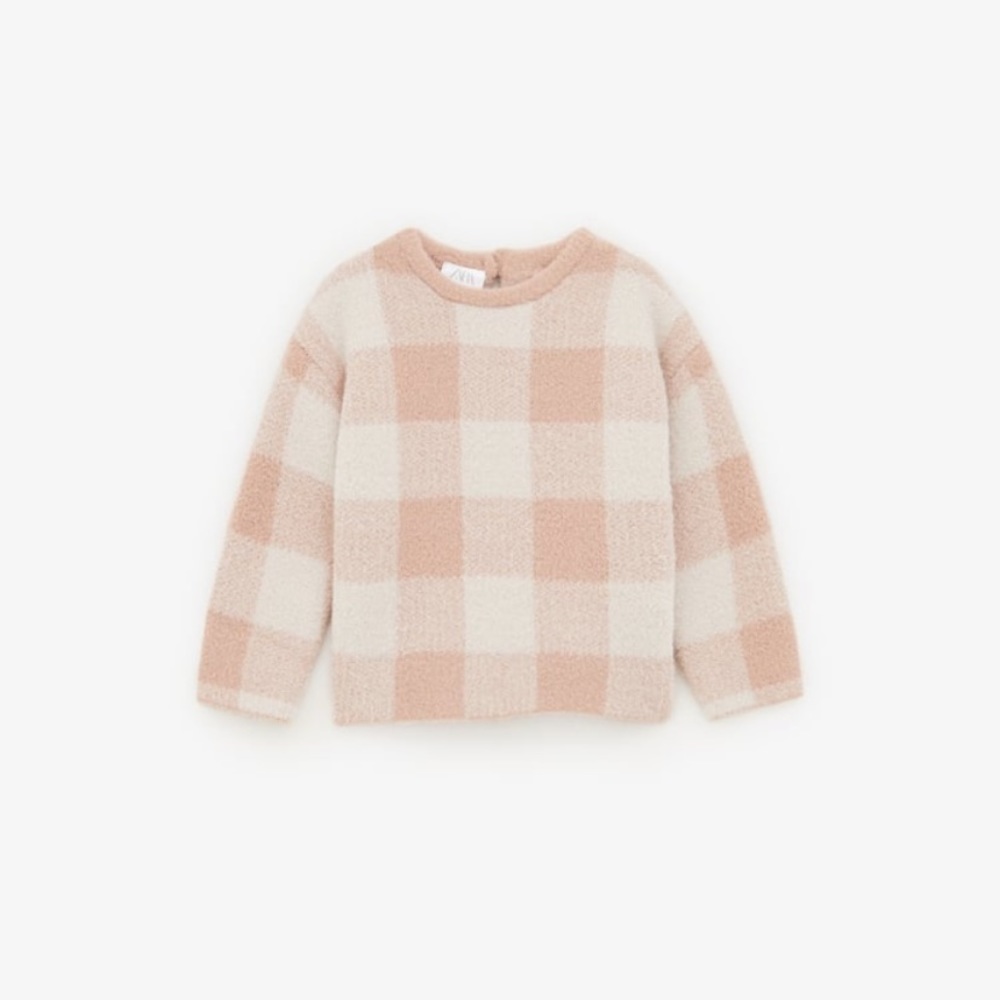 Zara Baby Girl Plaid Knit Sweater
